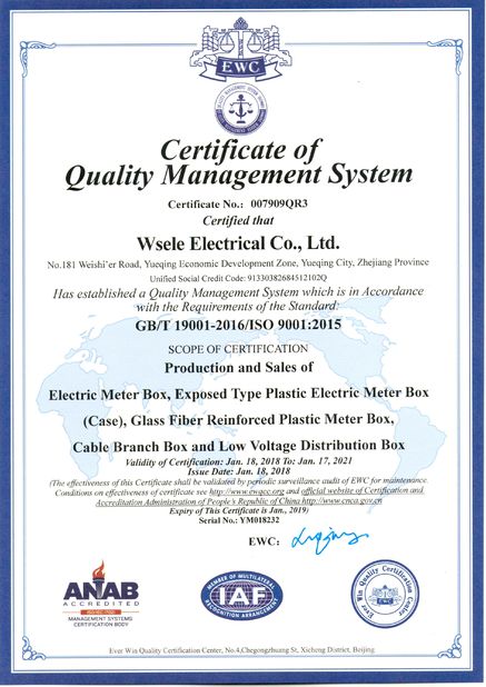 China WSELE ELECTRIC CO.,LTD. Certificaciones