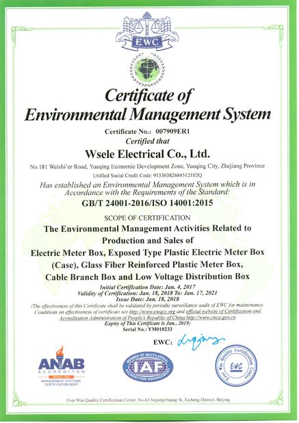 China WSELE ELECTRIC CO.,LTD. Certificaciones